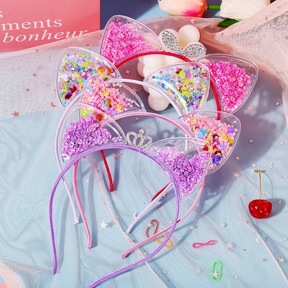 4- PCS CAT EARS HEADBANDS MULTICOLORS - Picture 1 of 6